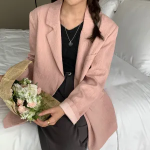 [Korean Style] 2 Colors Textured Loose Fit Casual Blazer