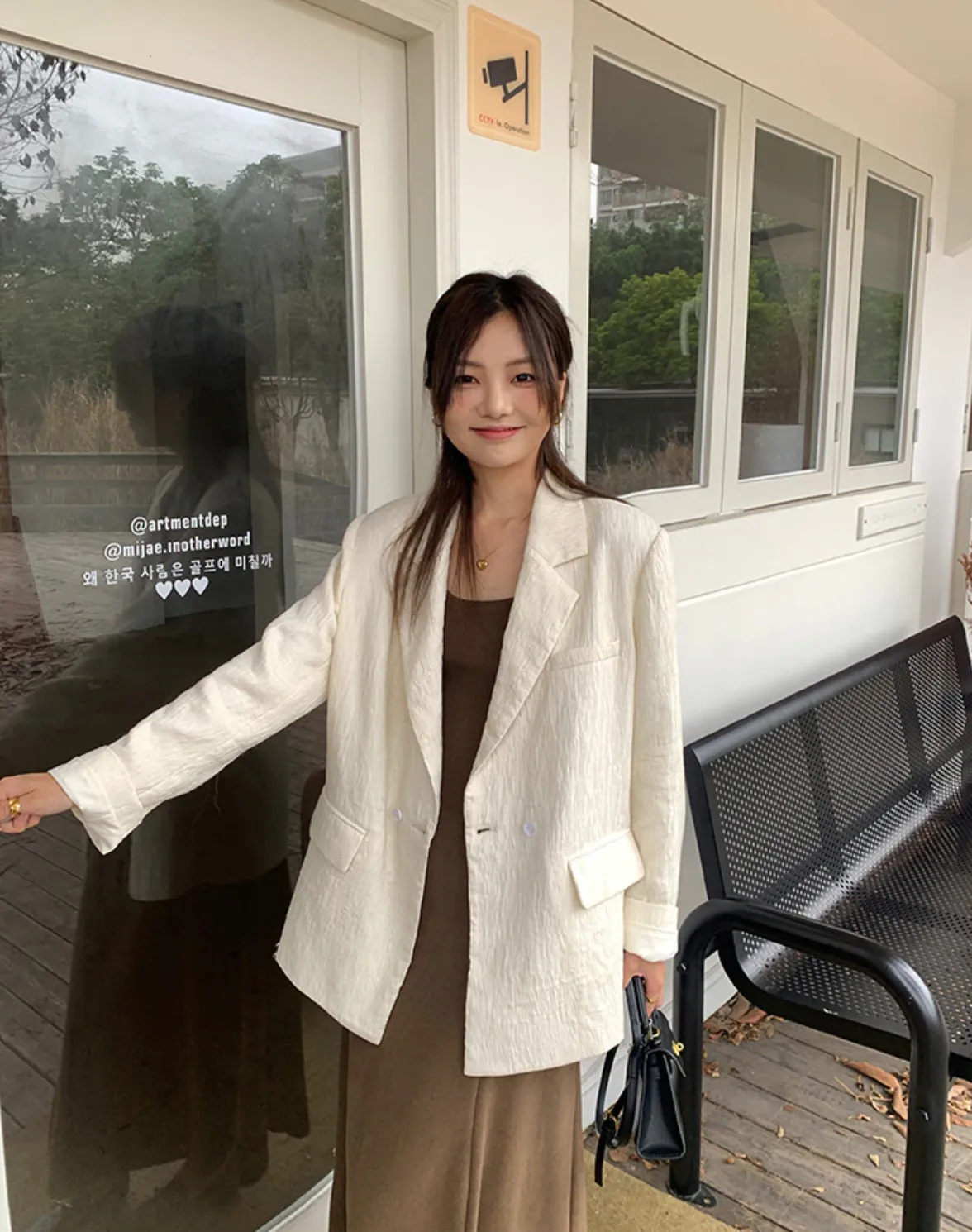 [Korean Style] 2 Colors Textured Loose Fit Casual Blazer