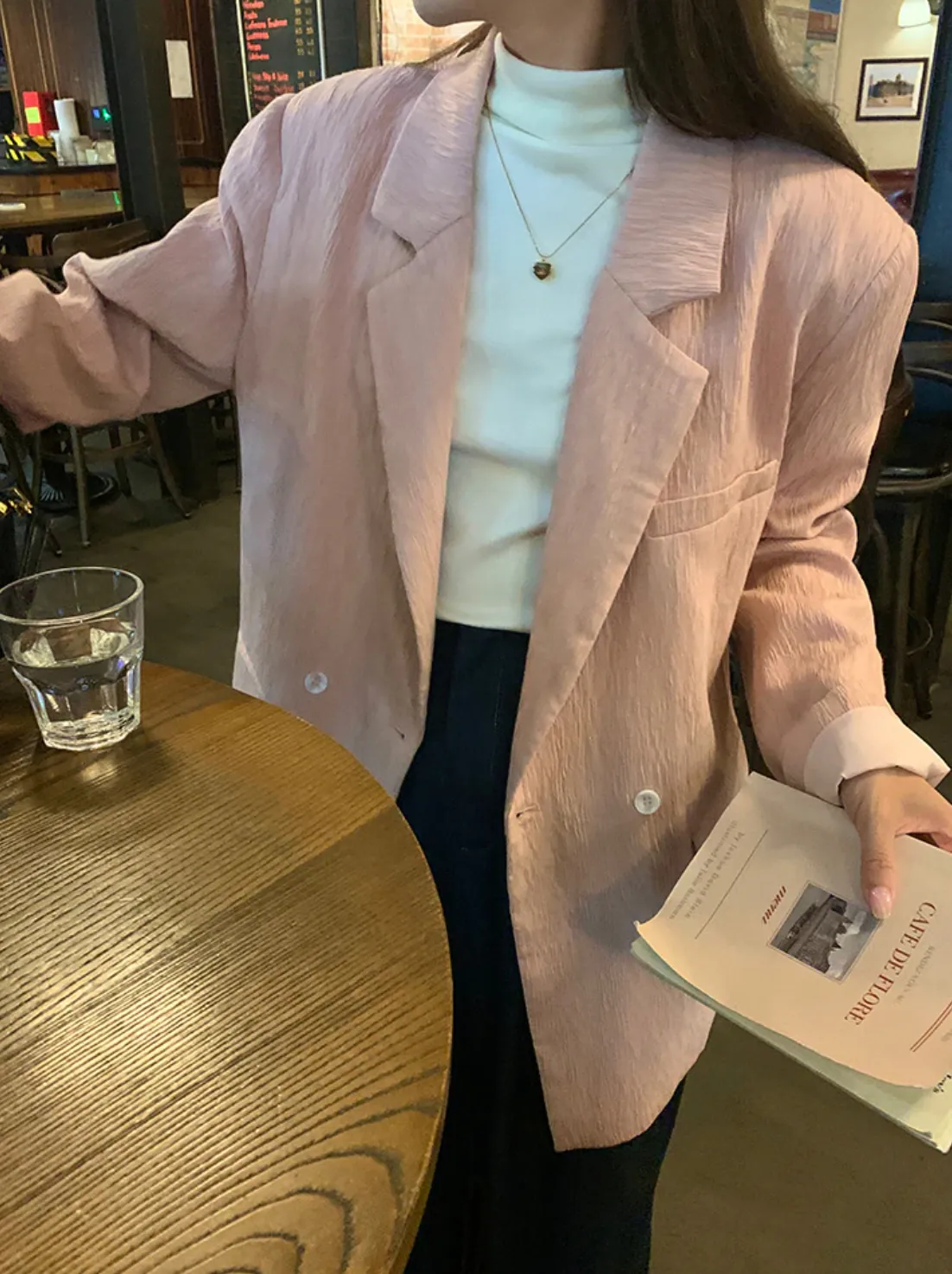 [Korean Style] 2 Colors Textured Loose Fit Casual Blazer