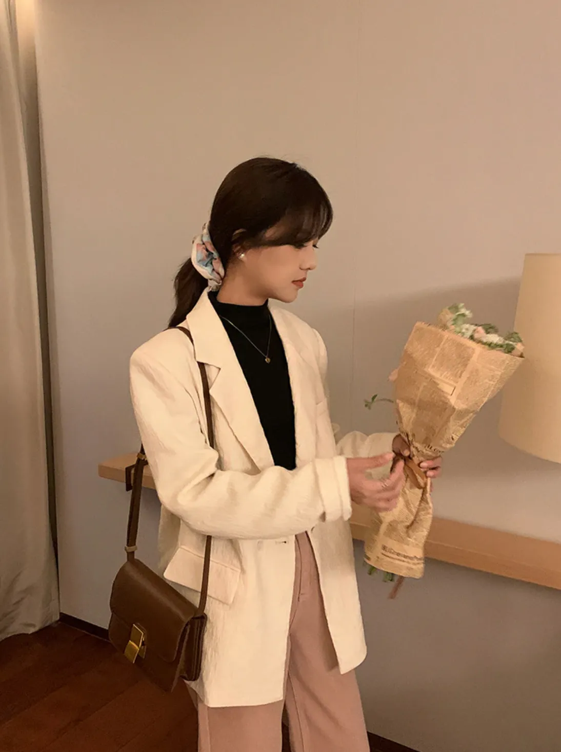 [Korean Style] 2 Colors Textured Loose Fit Casual Blazer