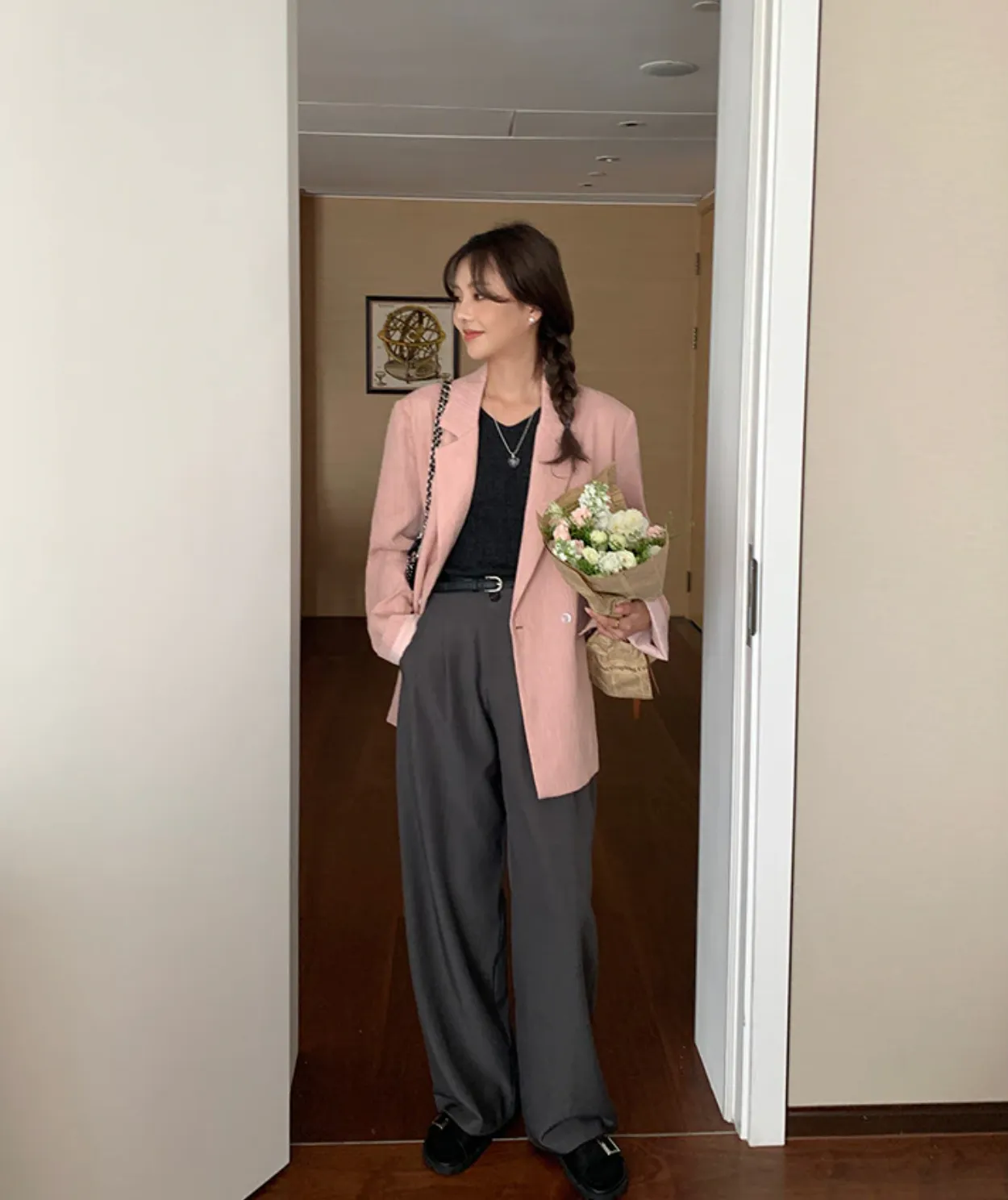 [Korean Style] 2 Colors Textured Loose Fit Casual Blazer