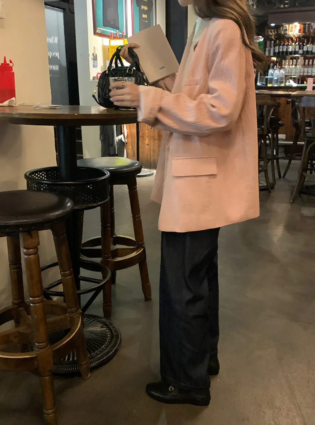 [Korean Style] 2 Colors Textured Loose Fit Casual Blazer