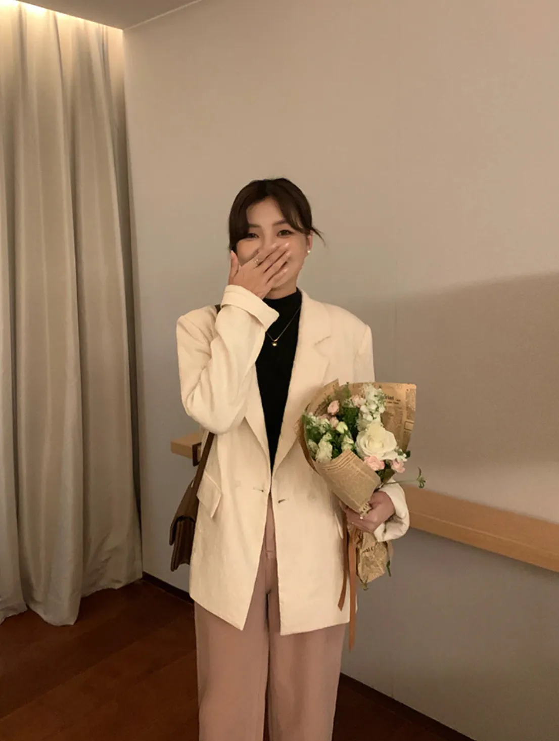 [Korean Style] 2 Colors Textured Loose Fit Casual Blazer