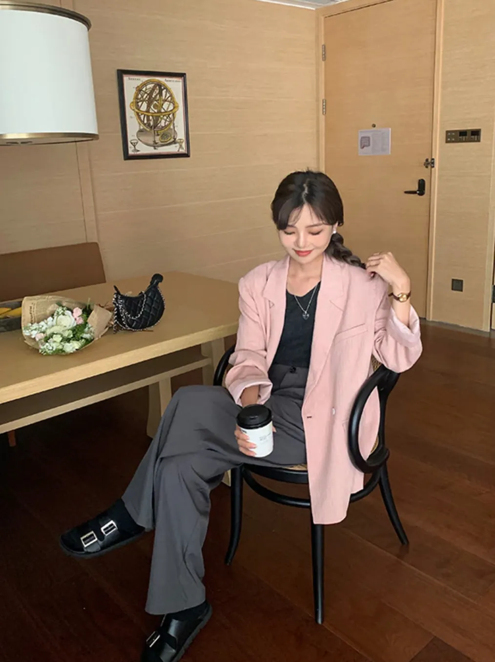 [Korean Style] 2 Colors Textured Loose Fit Casual Blazer