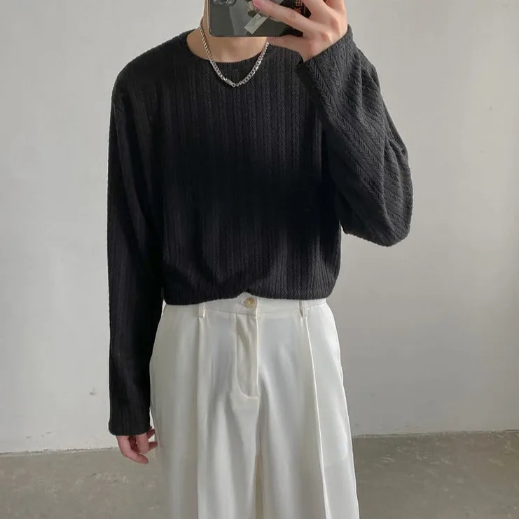 [Korean Style] 3 Colors Pullover Long Sleeved T-shirts