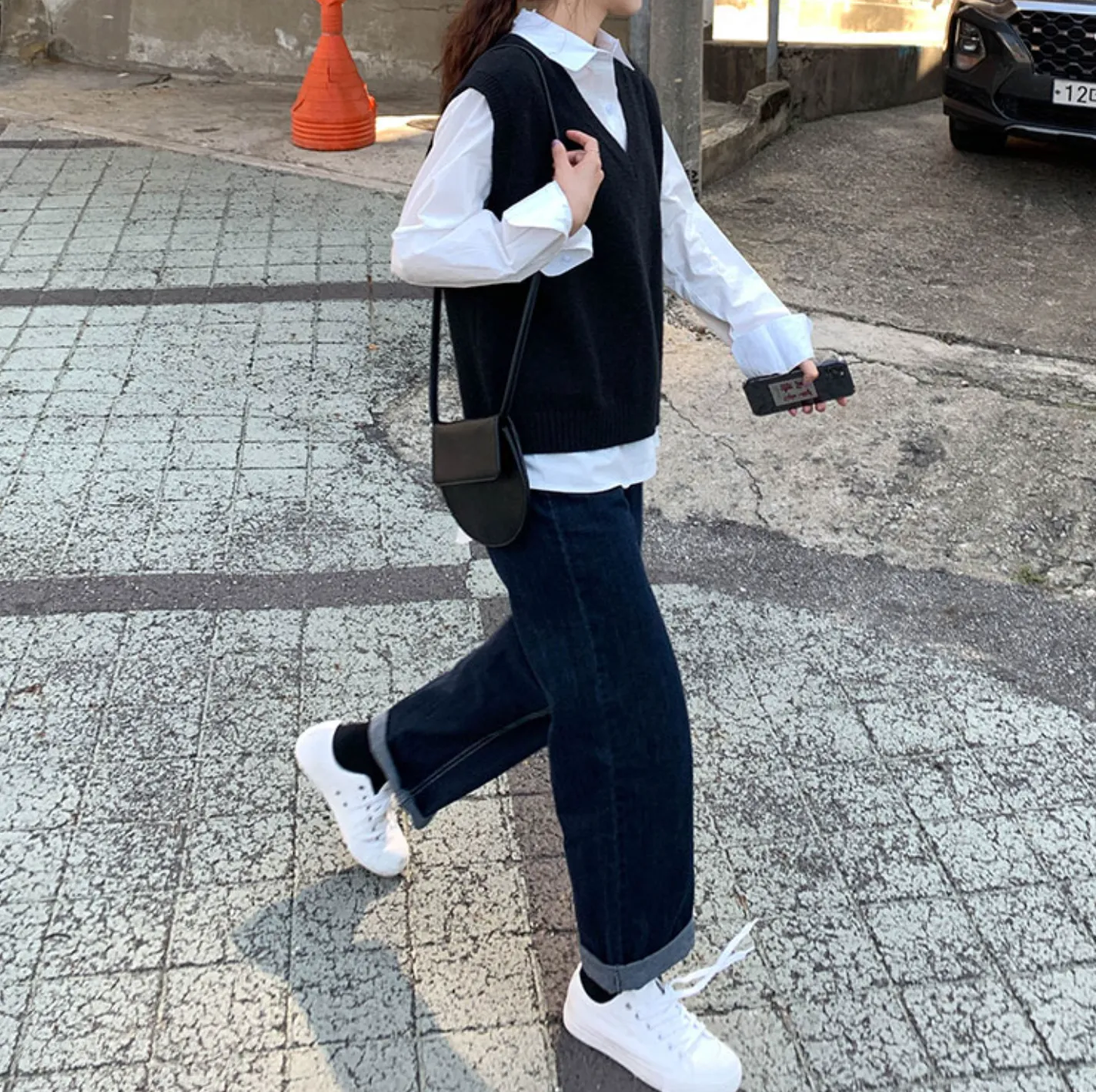 [Korean Style] 4 Colors Loose Fit V Neck Knit Vest