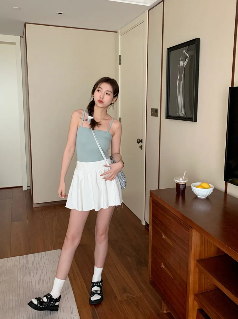 [Korean Style] Academia High Rise Open Edge Detail A-Line Skirt