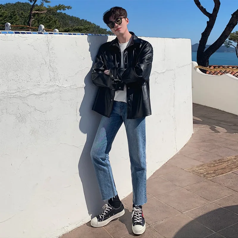 [Korean Style] Ankle-Cut Light Washing Denim Pants