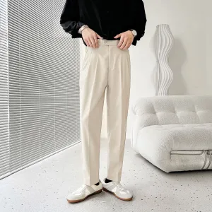 [Korean Style] Beige/Black Slim-Fit Casual Pants