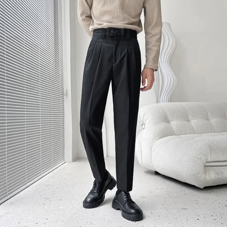 [Korean Style] Beige/Black Slim-Fit Casual Pants