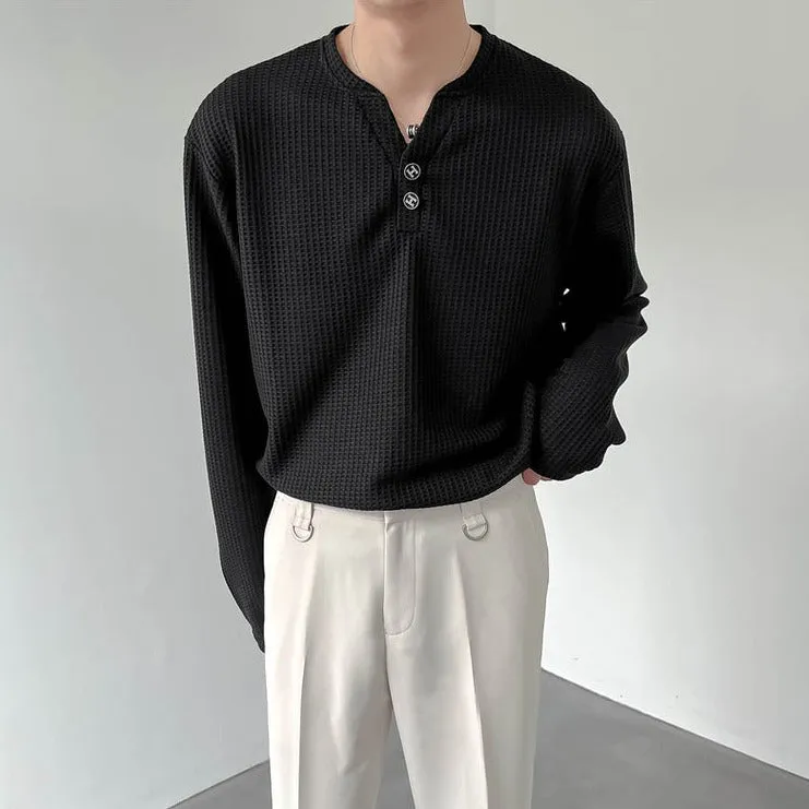 [Korean Style] Black/White Long Sleeve Pullover V-Neck Sweatshirts