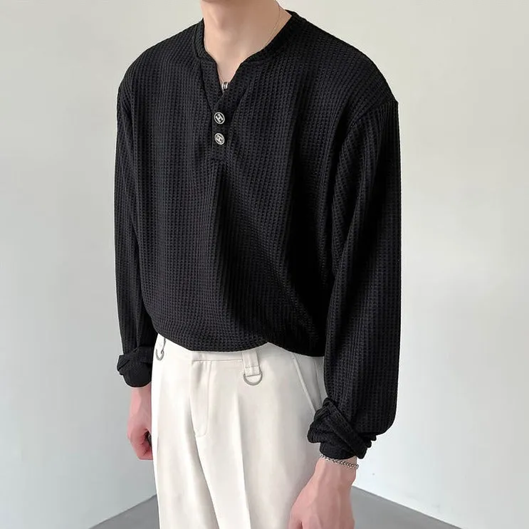 [Korean Style] Black/White Long Sleeve Pullover V-Neck Sweatshirts