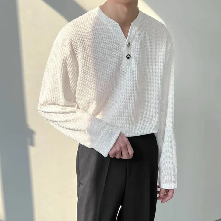 [Korean Style] Black/White Long Sleeve Pullover V-Neck Sweatshirts
