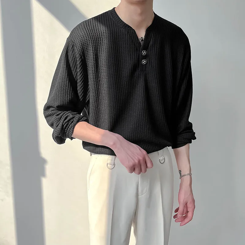 [Korean Style] Black/White Long Sleeve Pullover V-Neck Sweatshirts