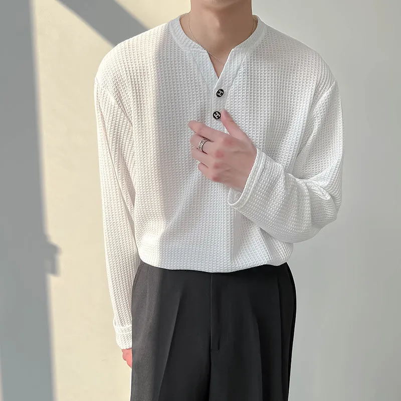 [Korean Style] Black/White Long Sleeve Pullover V-Neck Sweatshirts