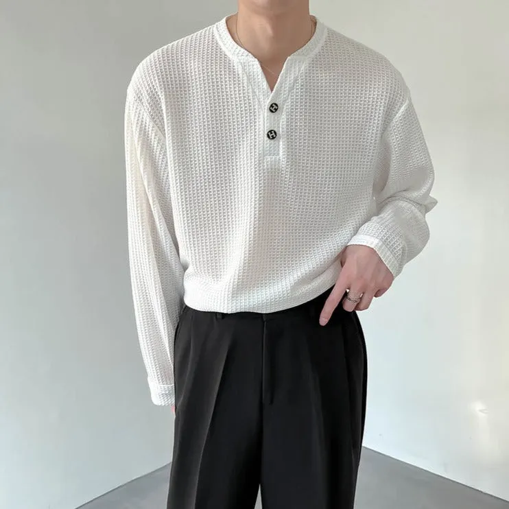 [Korean Style] Black/White Long Sleeve Pullover V-Neck Sweatshirts
