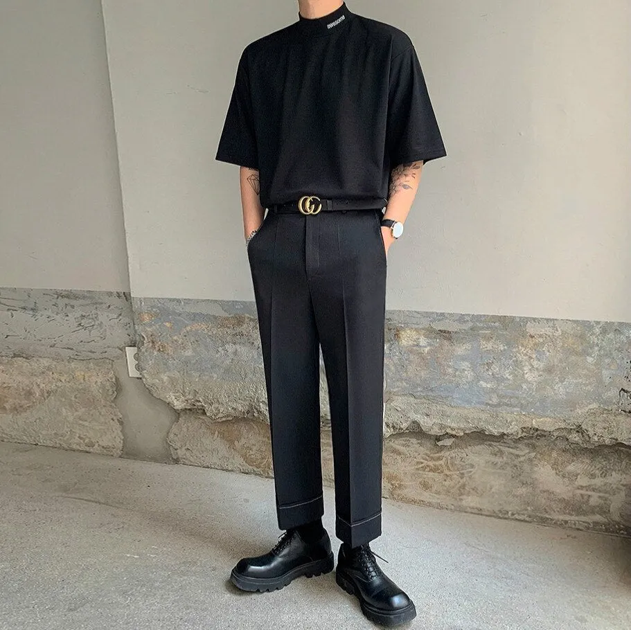 [Korean Style] Blue/Black Turtleneck 1/2 Sweatshirts