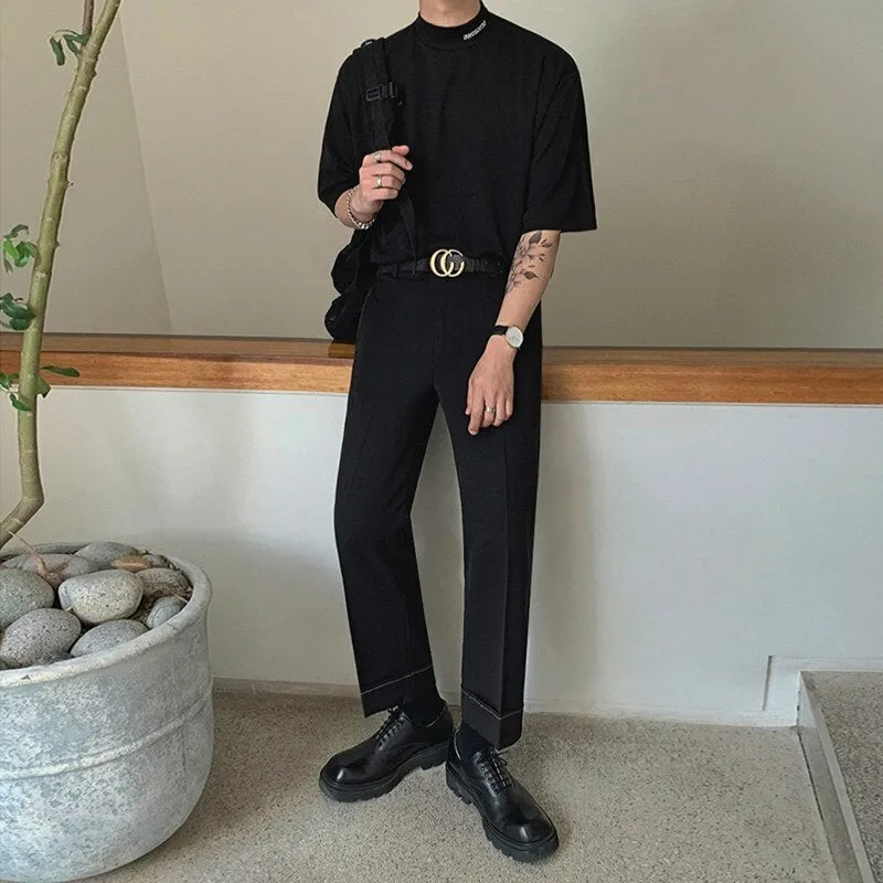 [Korean Style] Blue/Black Turtleneck 1/2 Sweatshirts