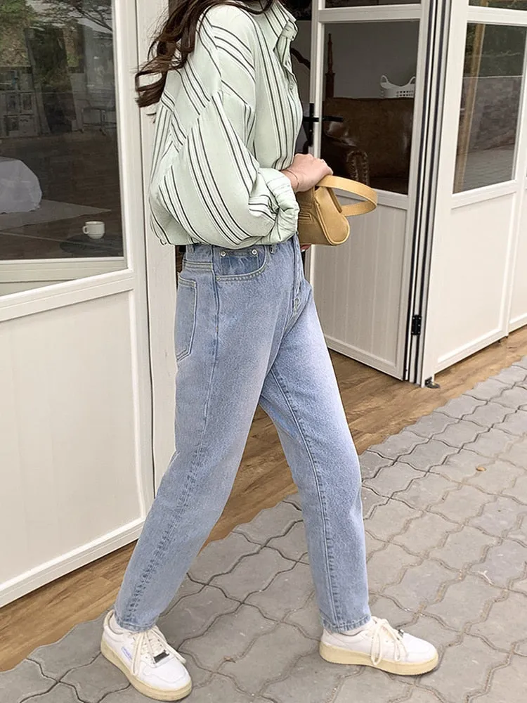 [Korean Style] Dropped Shoulder Loose Fit Striped Shirt