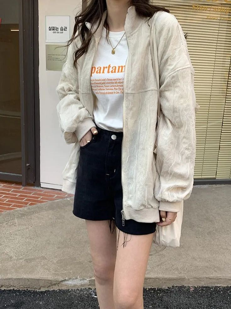 [Korean Style] High Waist Black Fringed Denim Shorts