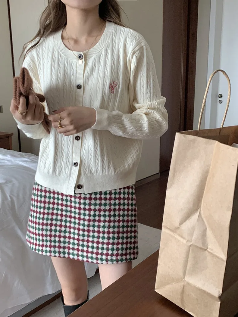 [Korean Style] Holiday High Waisted Check A-line Short Skirt