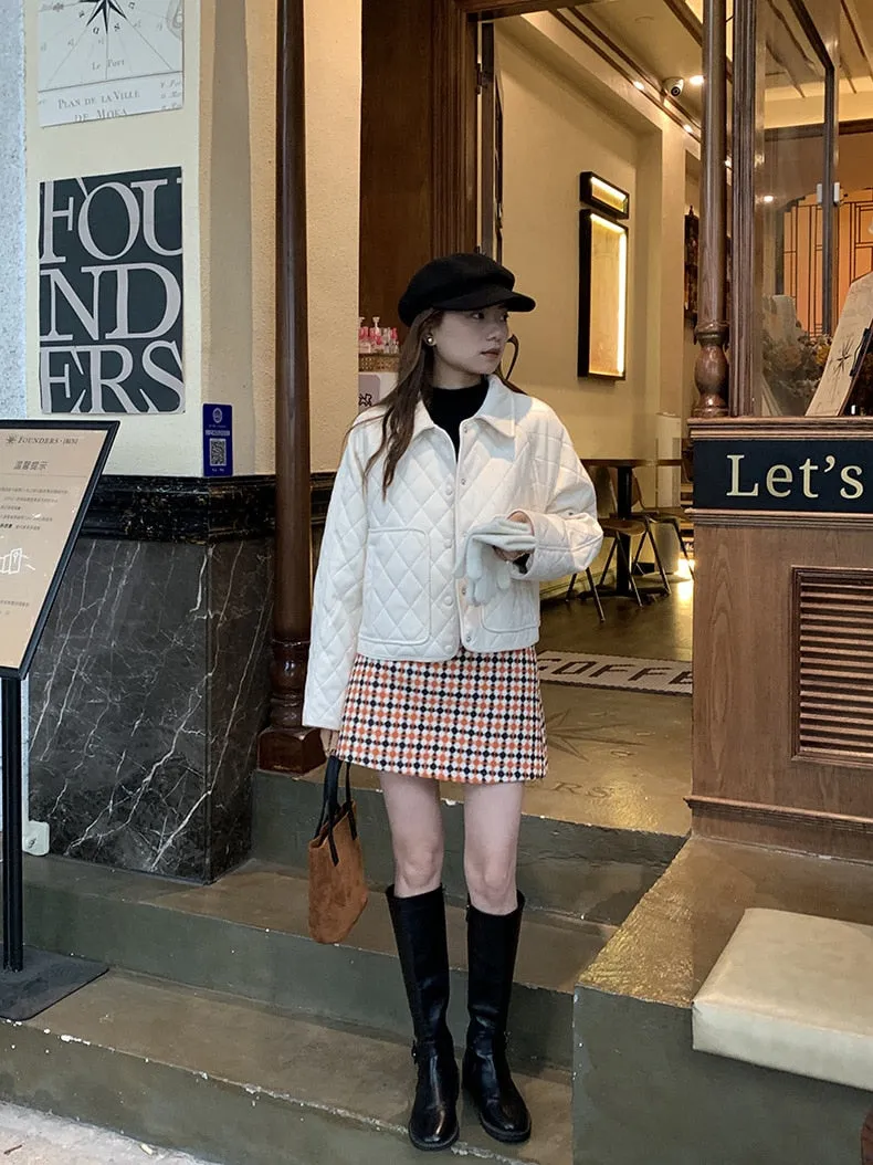 [Korean Style] Holiday High Waisted Check A-line Short Skirt