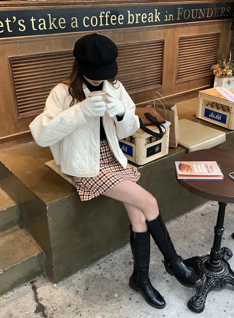 [Korean Style] Holiday High Waisted Check A-line Short Skirt