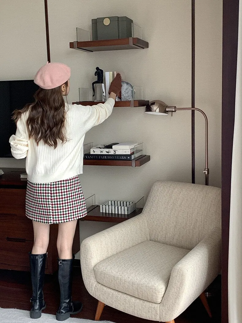 [Korean Style] Holiday High Waisted Check A-line Short Skirt