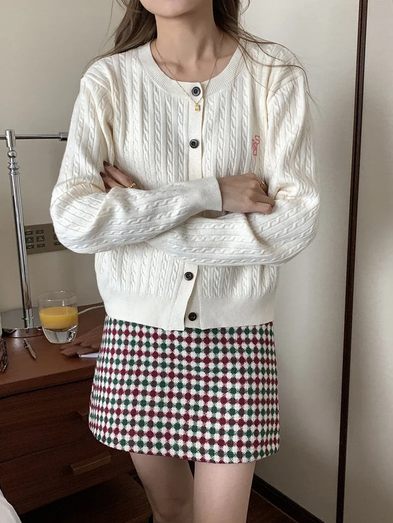 [Korean Style] Holiday High Waisted Check A-line Short Skirt