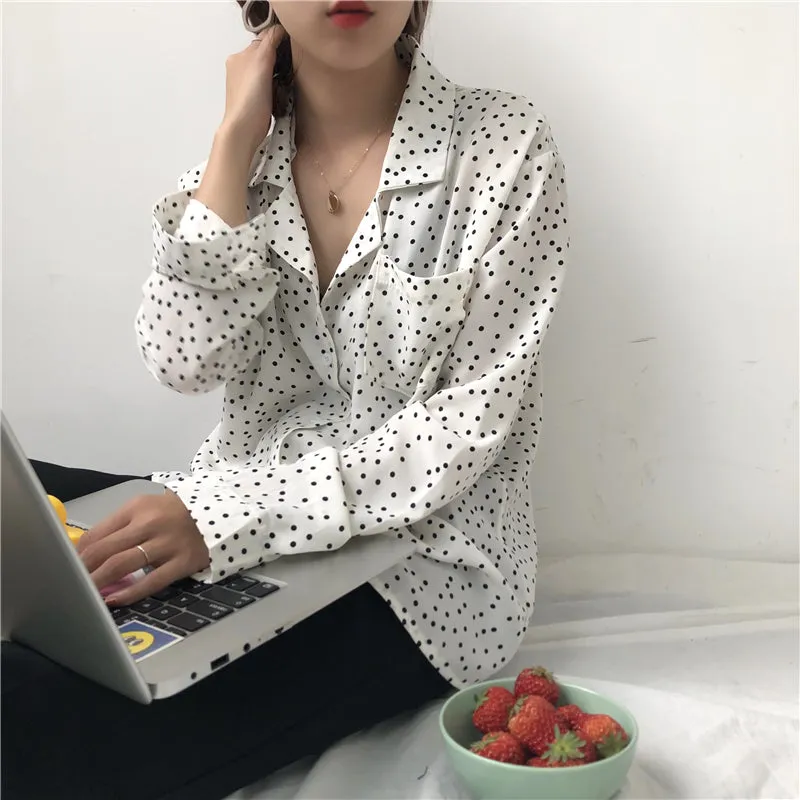 [Korean Style] Keith Vintage Pokha Dots Blouse