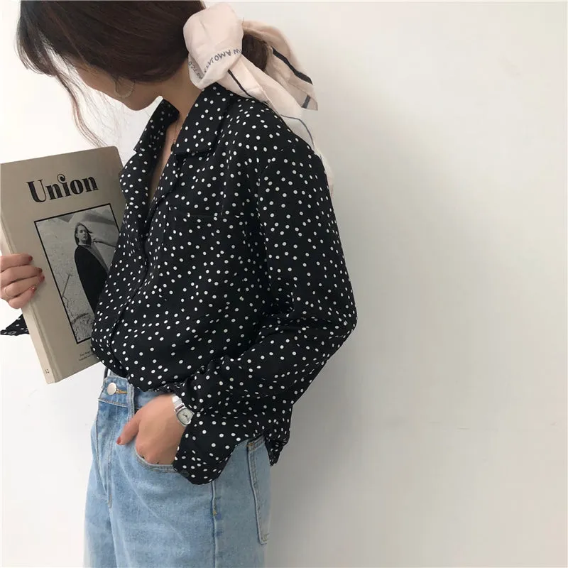 [Korean Style] Keith Vintage Pokha Dots Blouse