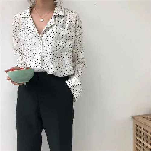 [Korean Style] Keith Vintage Pokha Dots Blouse
