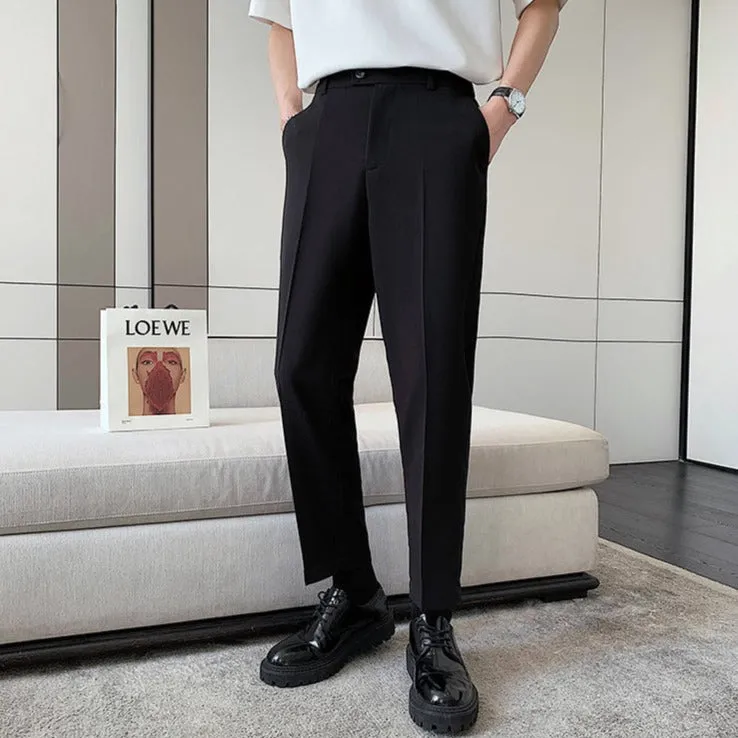 [Korean Style] Khaki/Black Formal Straight Pants