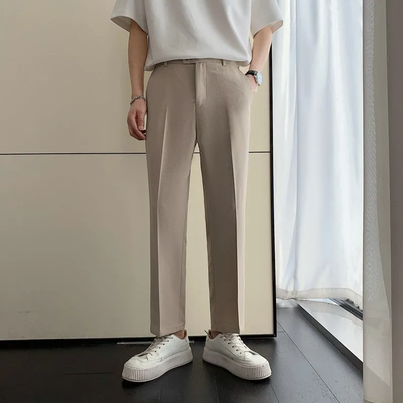[Korean Style] Khaki/Black Formal Straight Pants