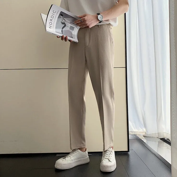 [Korean Style] Khaki/Black Formal Straight Pants