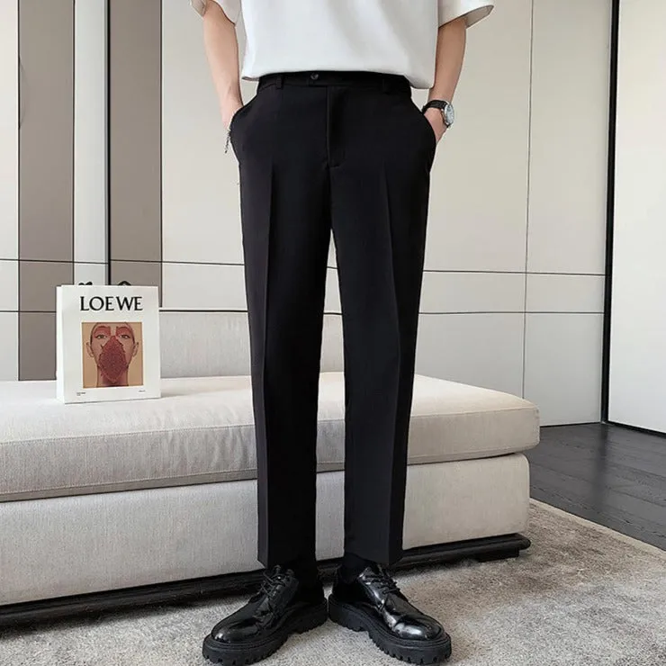 [Korean Style] Khaki/Black Formal Straight Pants