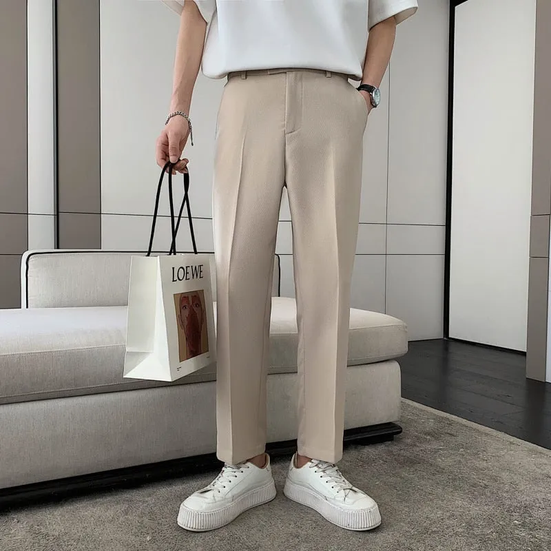 [Korean Style] Khaki/Black Formal Straight Pants
