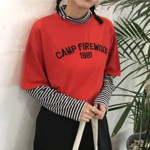Korean T Shirt Camp Firewood