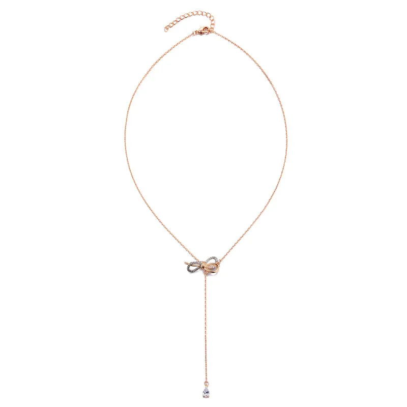 Korean Women Bowknot Silver Necklaces