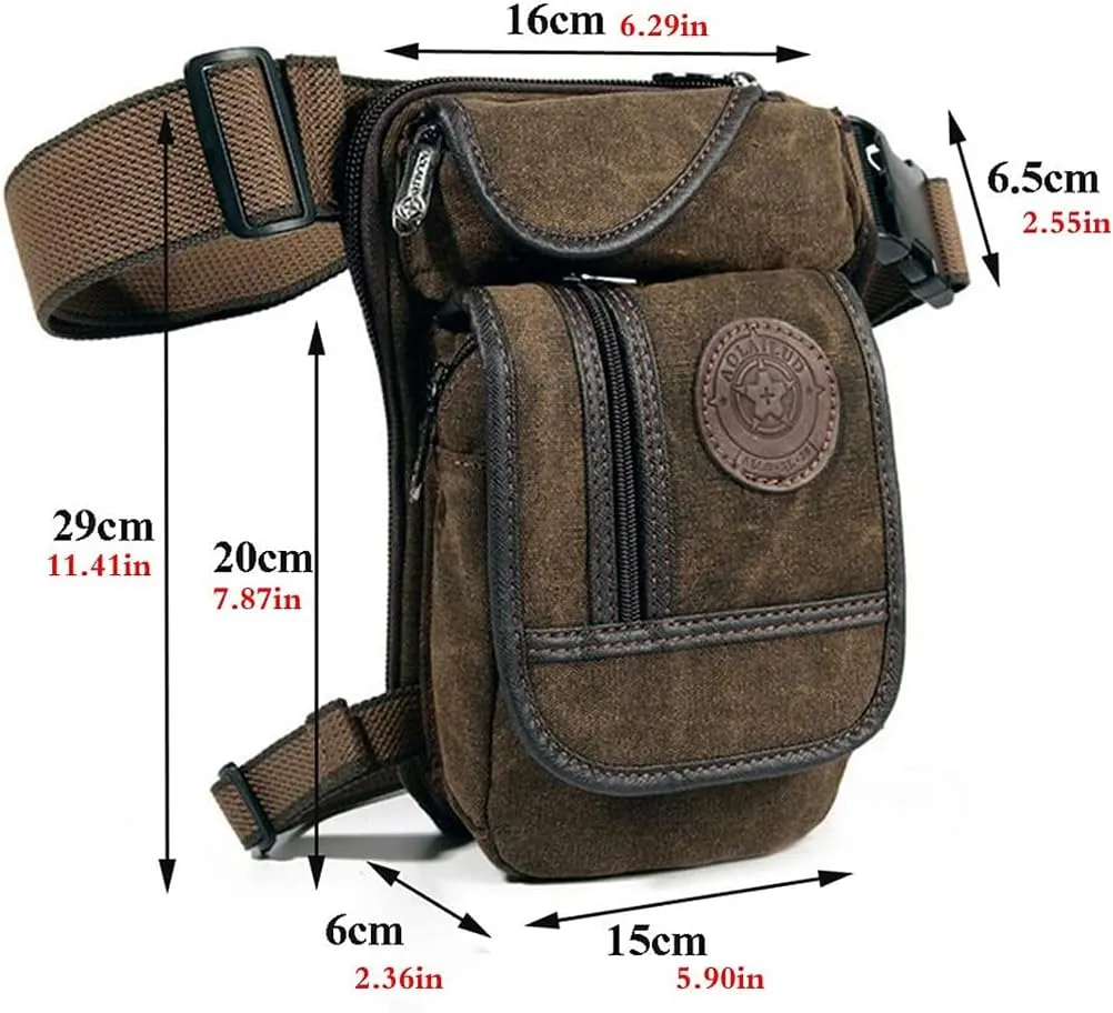 KPYWZER Thigh Drop Leg Bag for Men Women Waist Pack Fanny Pack Tactical Military Motorcycle Rider Multi-pocket Waist Bags Mens Travel Hiking Climbing Cycling Outdoors Fanny Pouch Daypack Coffee