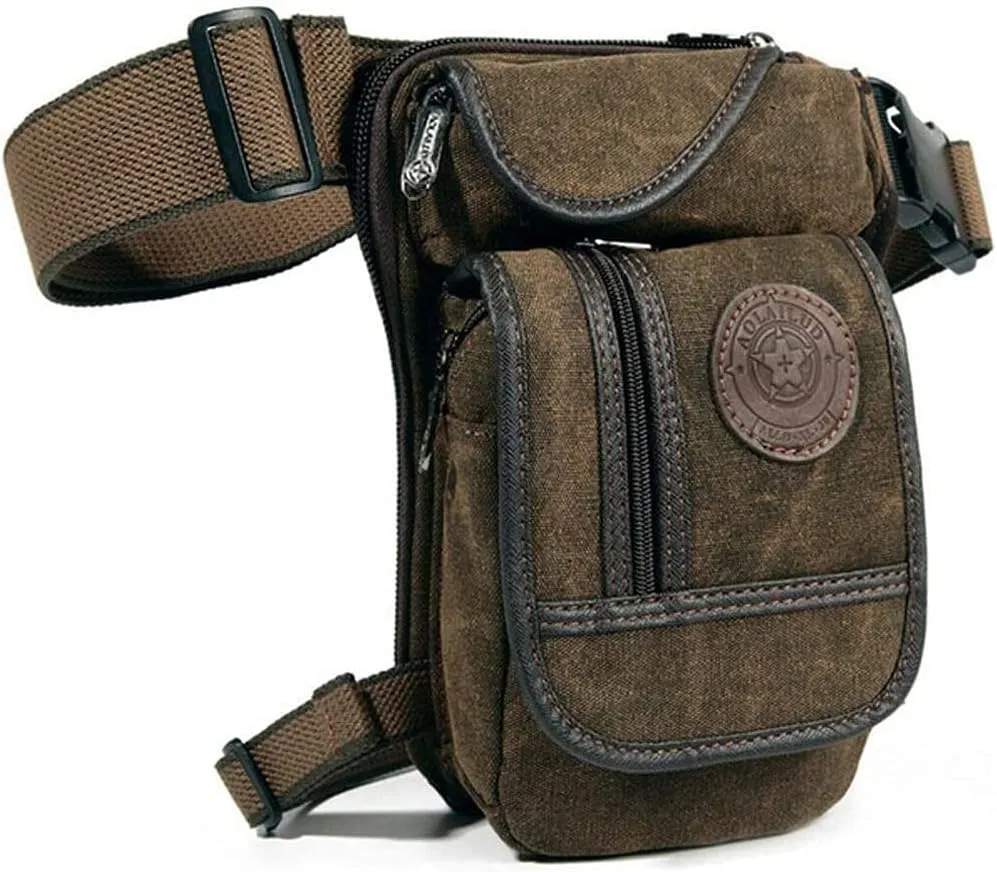 KPYWZER Thigh Drop Leg Bag for Men Women Waist Pack Fanny Pack Tactical Military Motorcycle Rider Multi-pocket Waist Bags Mens Travel Hiking Climbing Cycling Outdoors Fanny Pouch Daypack Coffee