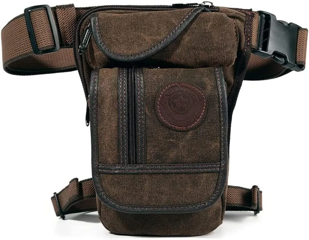 KPYWZER Thigh Drop Leg Bag for Men Women Waist Pack Fanny Pack Tactical Military Motorcycle Rider Multi-pocket Waist Bags Mens Travel Hiking Climbing Cycling Outdoors Fanny Pouch Daypack Coffee