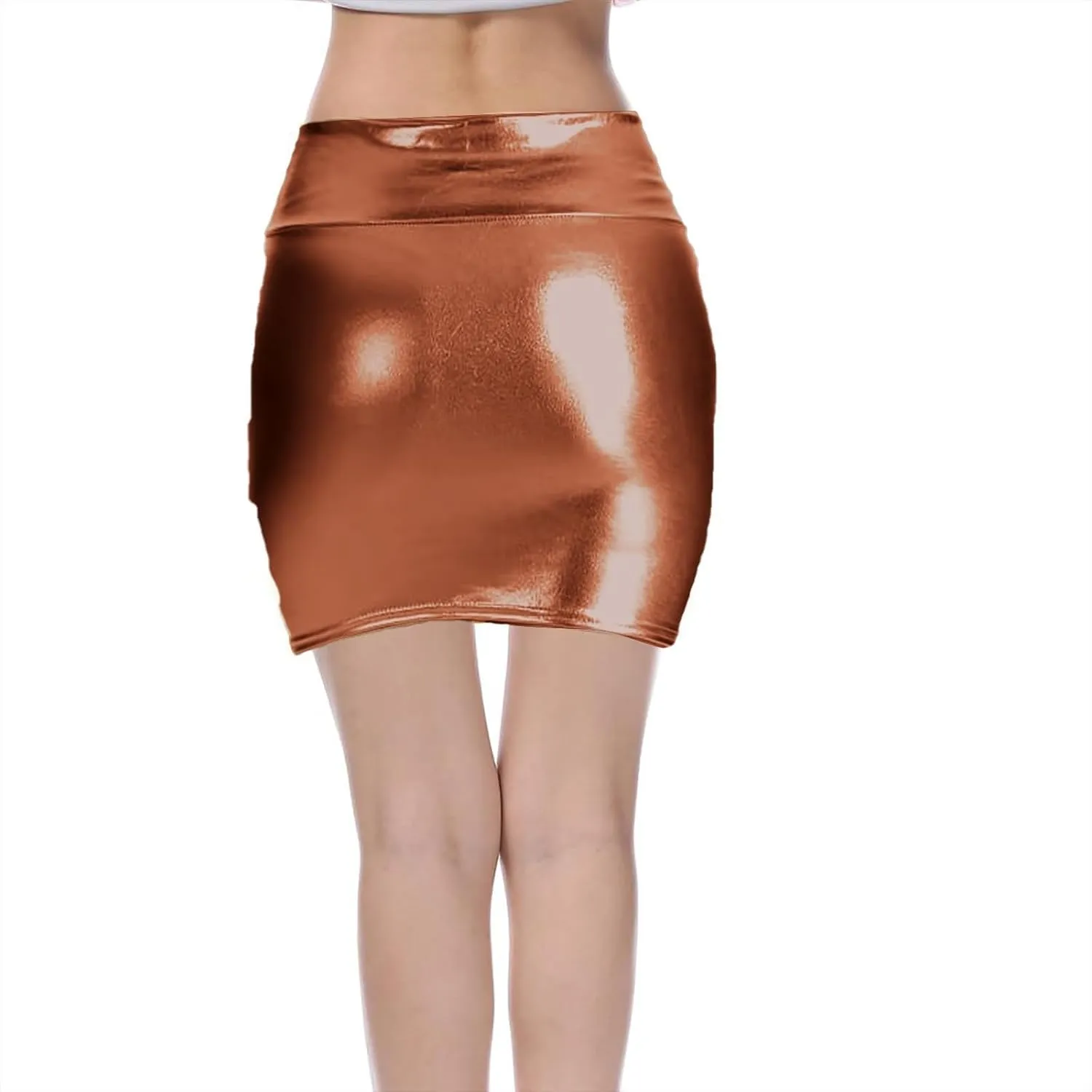 KUIOLYPOER Shiny Metallic Skirt for Women Sexy Bodycon Pencil Skirt Shiny Metalic Liquid Party Tight Hip Mini Skirt