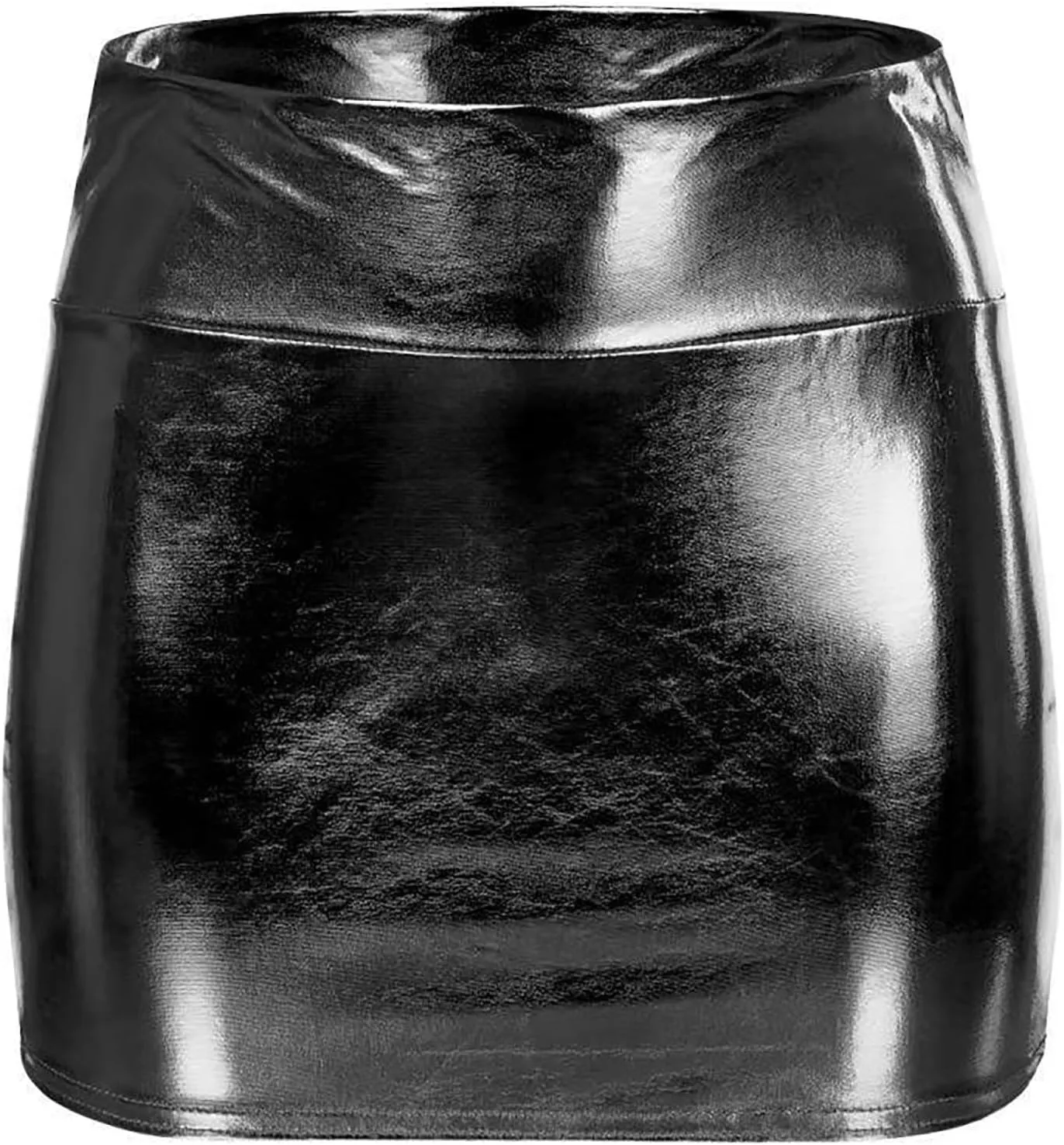 KUIOLYPOER Shiny Metallic Skirt for Women Sexy Bodycon Pencil Skirt Shiny Metalic Liquid Party Tight Hip Mini Skirt