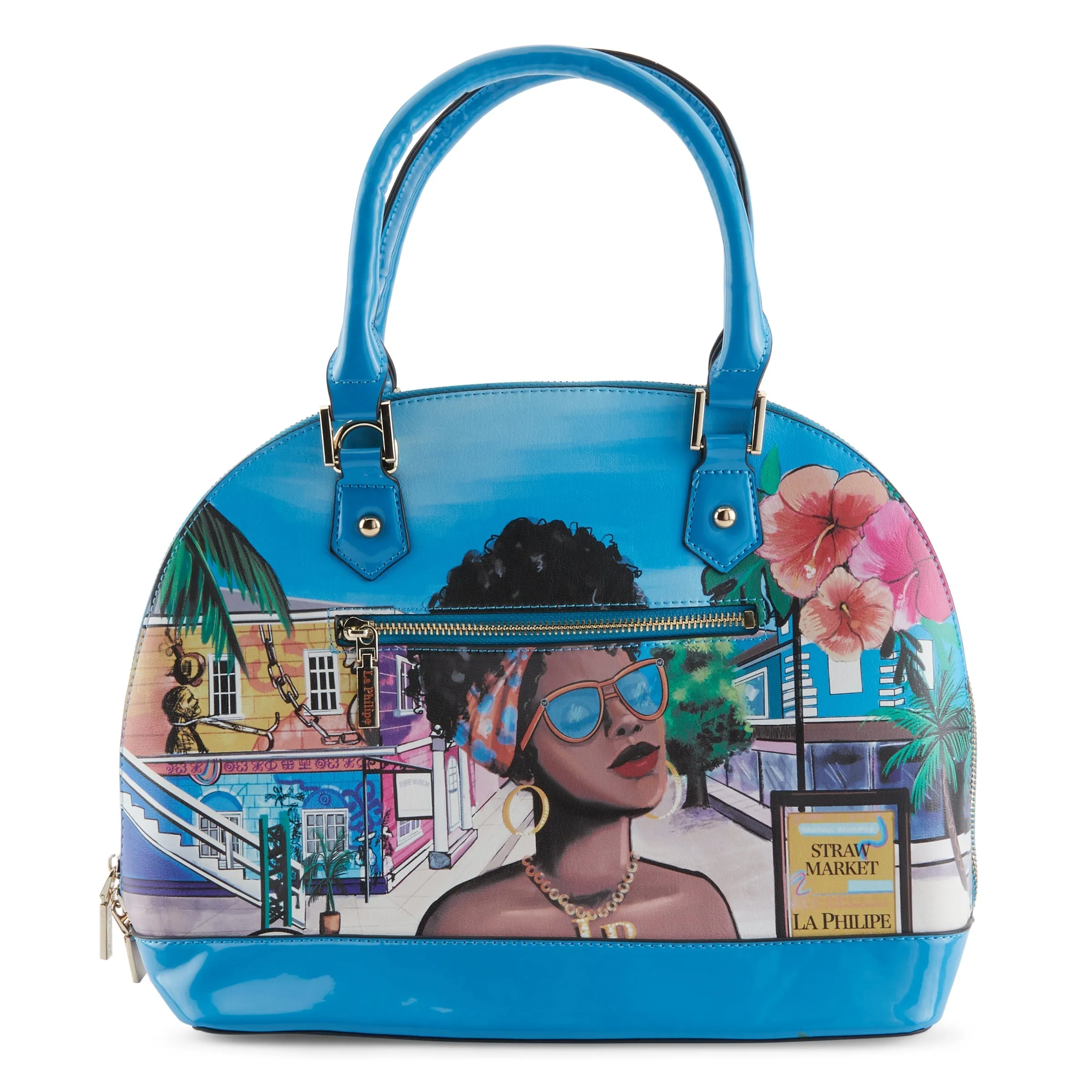 La Philipe Lp1023 8 Blue Pu Leather Handbag Oval