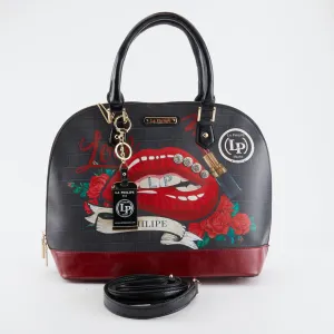 La Philipe Lp1027 16 Red Lips Handbag Women’s Pu Leather