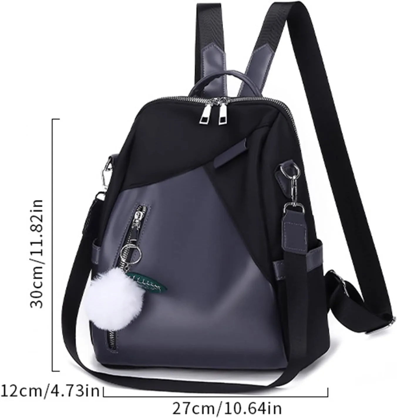 Ladies Fashion Pendant Casual Backpack Retro Solid Color Large Capacity Small Anime Backpack for Women (Black, One Size)