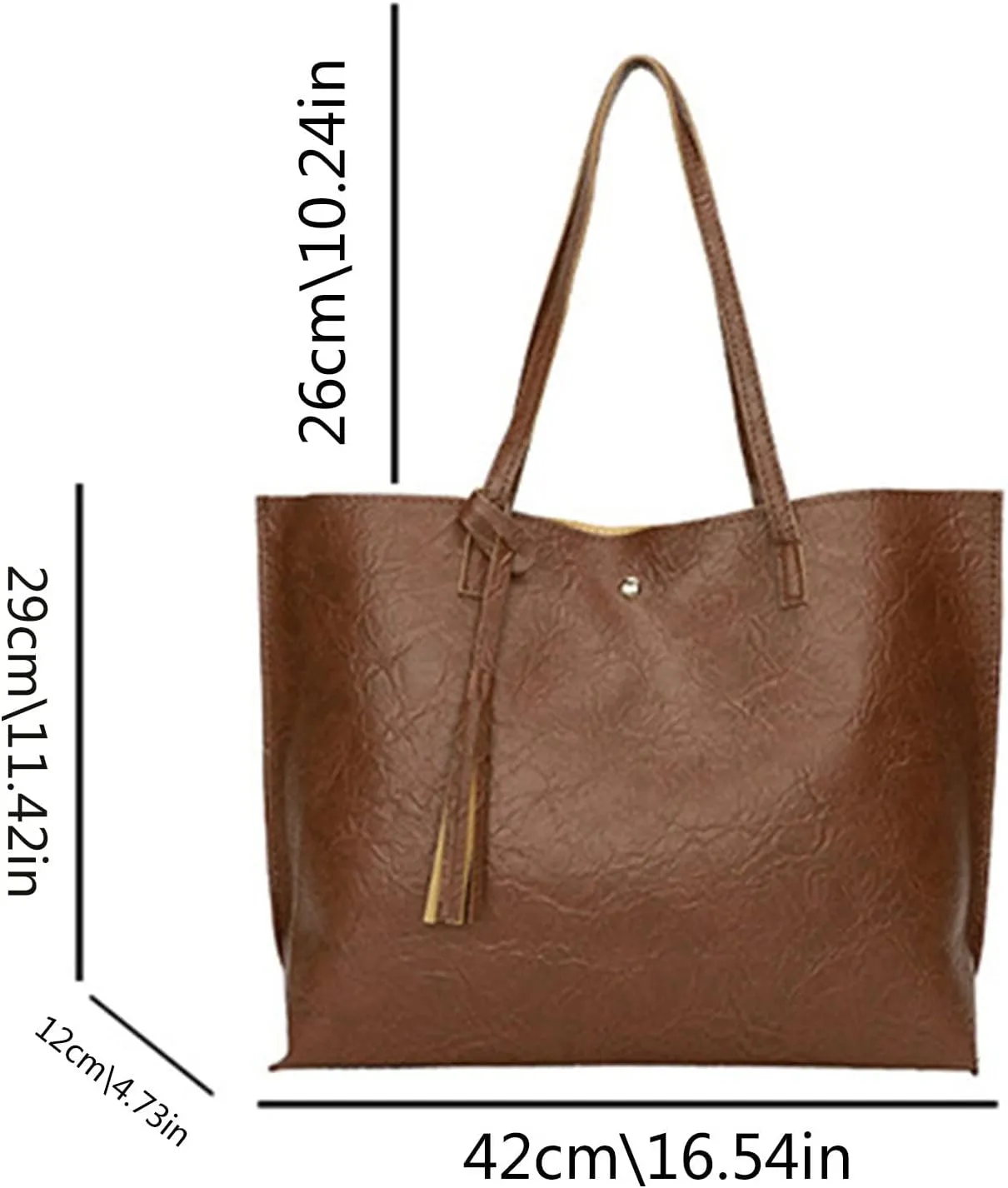 Ladies Fashion Shoulder Bag Solid Color Fringed Leather Large Capacity Shoulder Handbag Mini Shoulder Bag (One Size)
