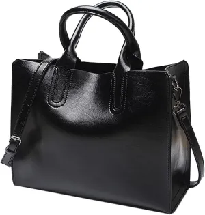 Ladies Shoulder Bag Fashion Solid Color Vintage Zipper Large Capacity Shoulder Handbag Handbags for (Black, One Size)