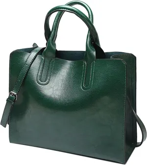 Ladies Shoulder Bag Fashion Solid Color Vintage Zipper Large Capacity Shoulder Handbag Handbags for (Green, One Size)
